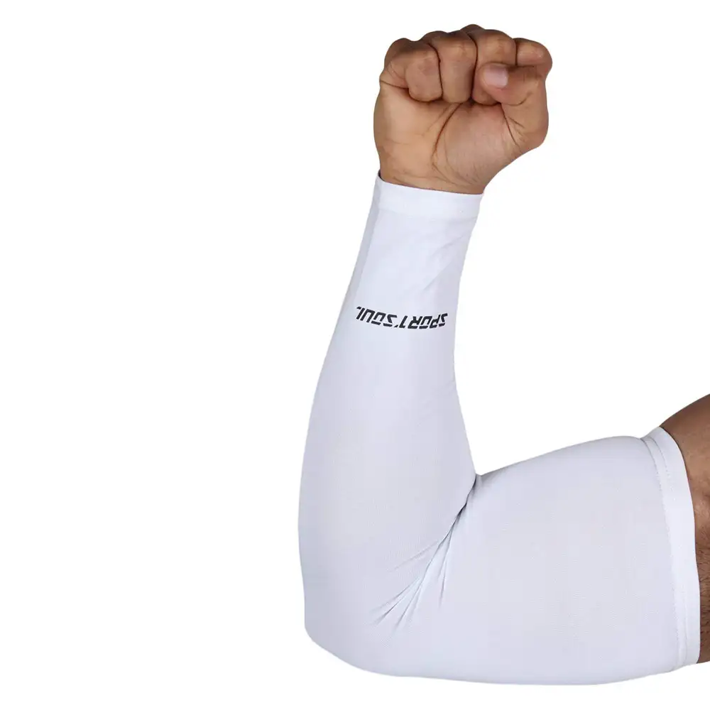 SportSoul Compression Arm Sleeves,  White  Xtra Large