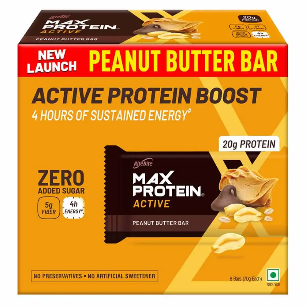 RiteBite Max Protein Active Bar (20g Protein),  6 Piece(s)/Pack  Peanut Butter