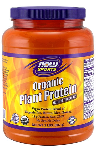 Organic Plant Protein By NOW, Natural Unflavored, 2LB