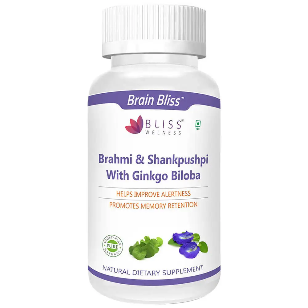 Bliss Welness Brahmi and Shankpushpi with Ginkgo Biloba,  60 capsules