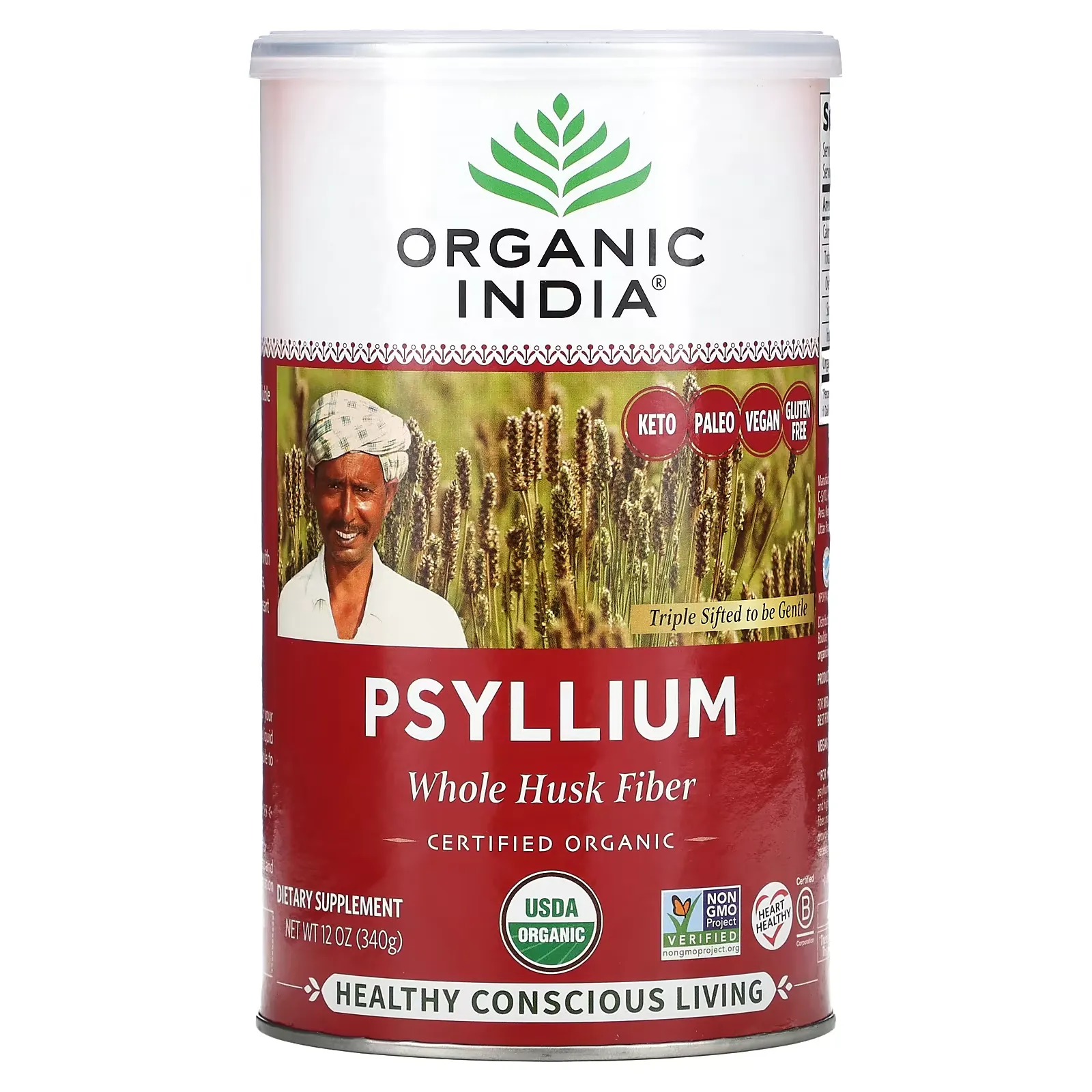 Psyllium, Whole Husk Fiber, 12 oz (340 g)