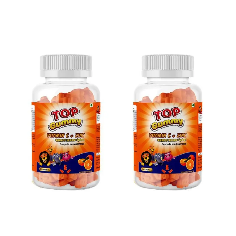 Top Gummy Vitamin C + Zinc For Immune Support Orange Flavor (Pack Of 2)