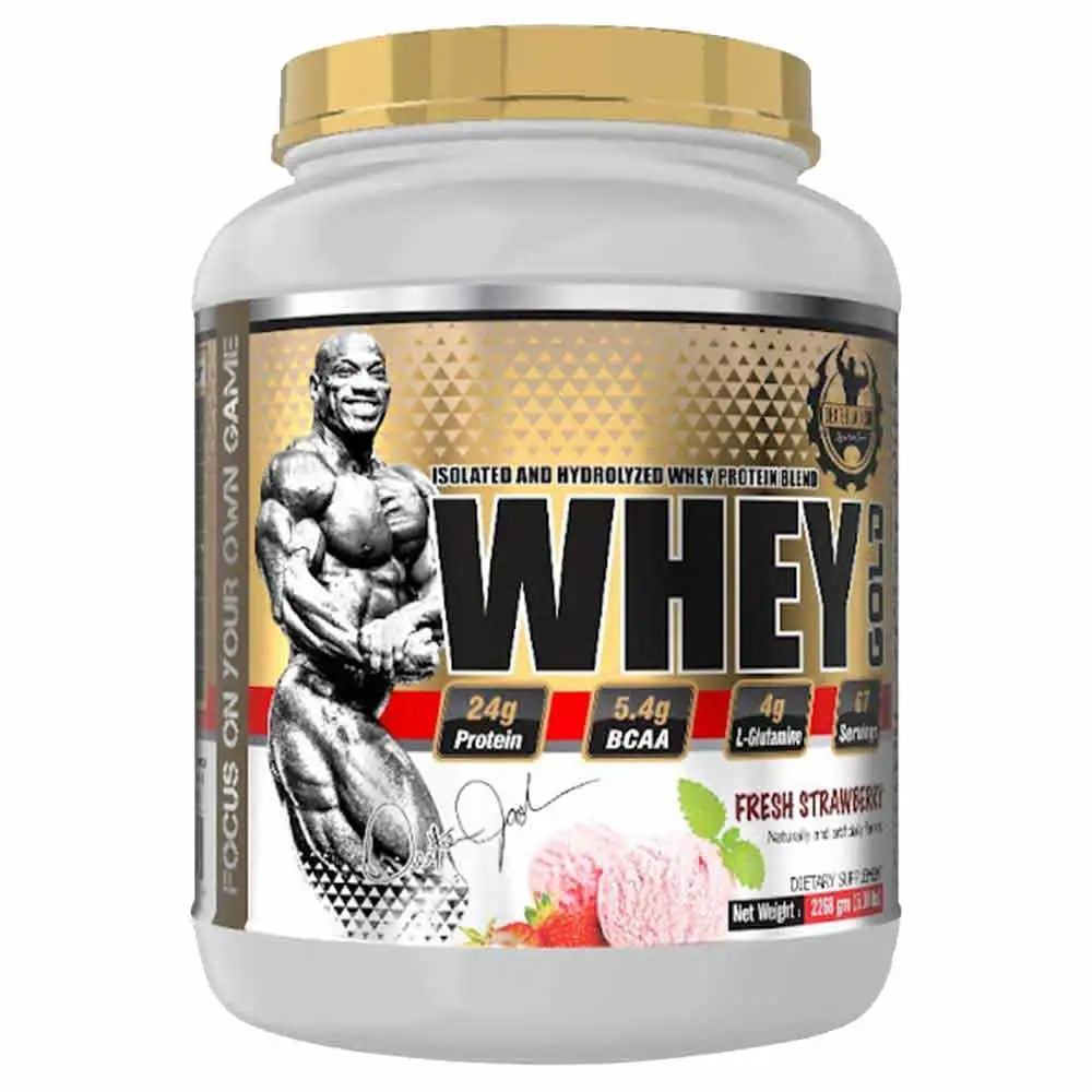 Dexter Jackson Isolate and Hydrolyzed Whey Protein blend Whey Gold,  5 lb  Fresh Strawberry