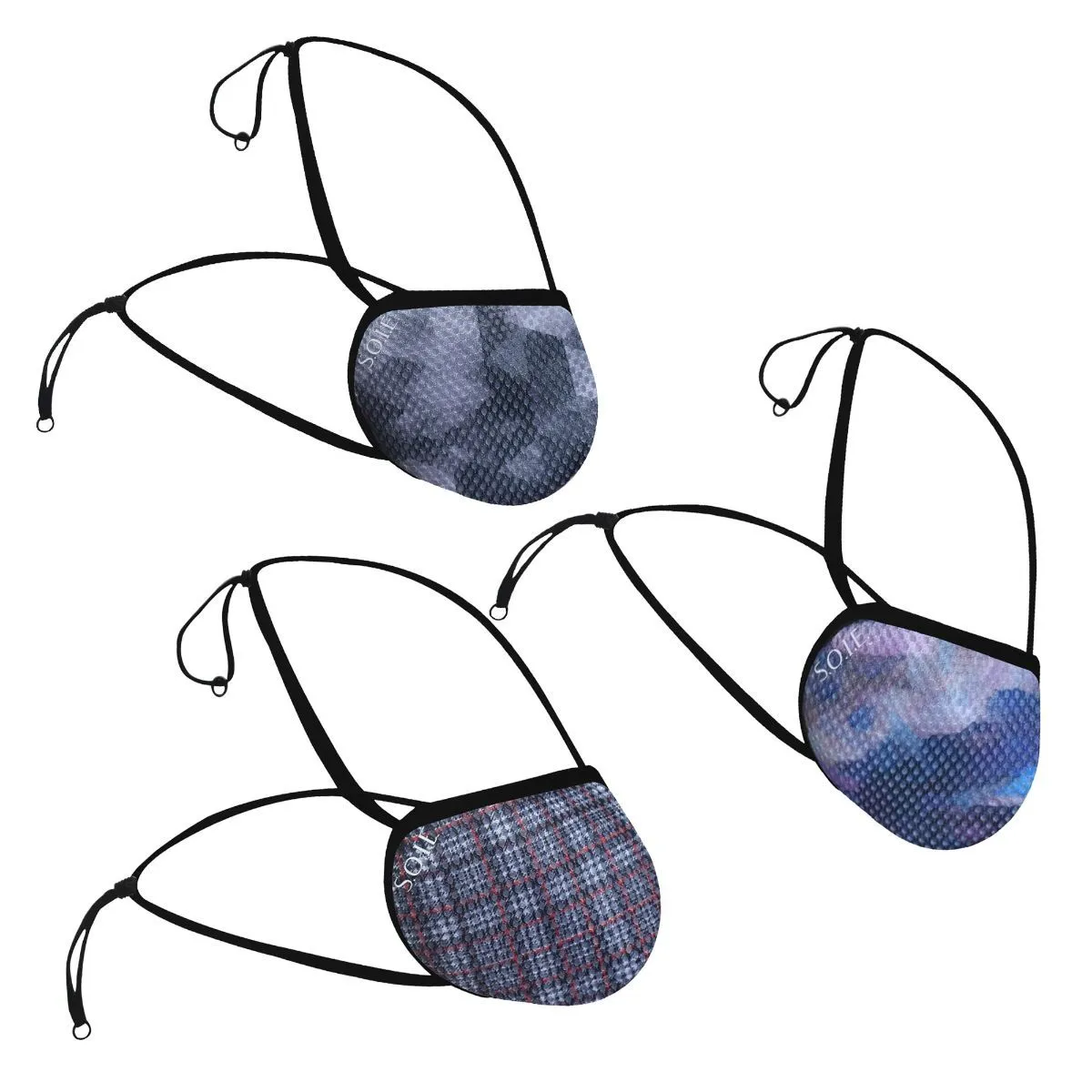 SOIE Printed 8 Layer Reusable Sn 99.9 Protection Head Loops Freedom Mask (Pack of 3) - Multi-Color