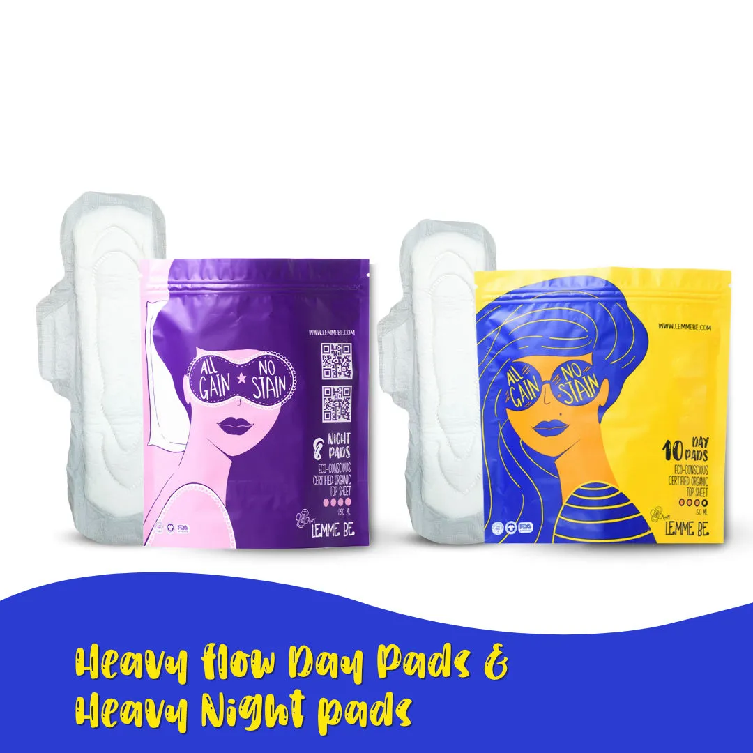 Lemme Be Sanitary Pads For Women Heavy Flow Day & Night Pads Combo