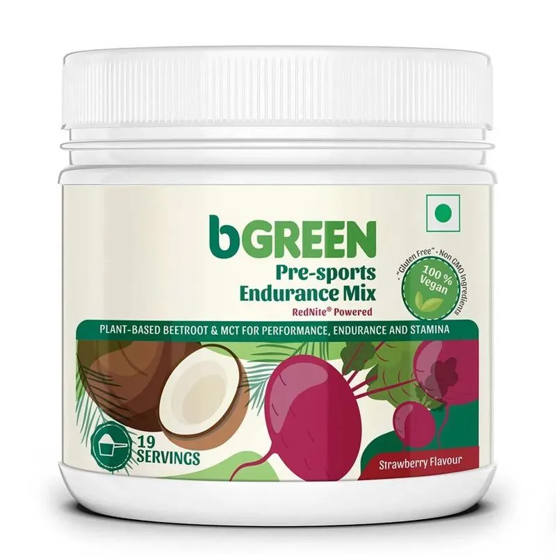 bGREEN by HealthKart PreSports Endurance Mix, Pre Workout Supplement (Strawberry)