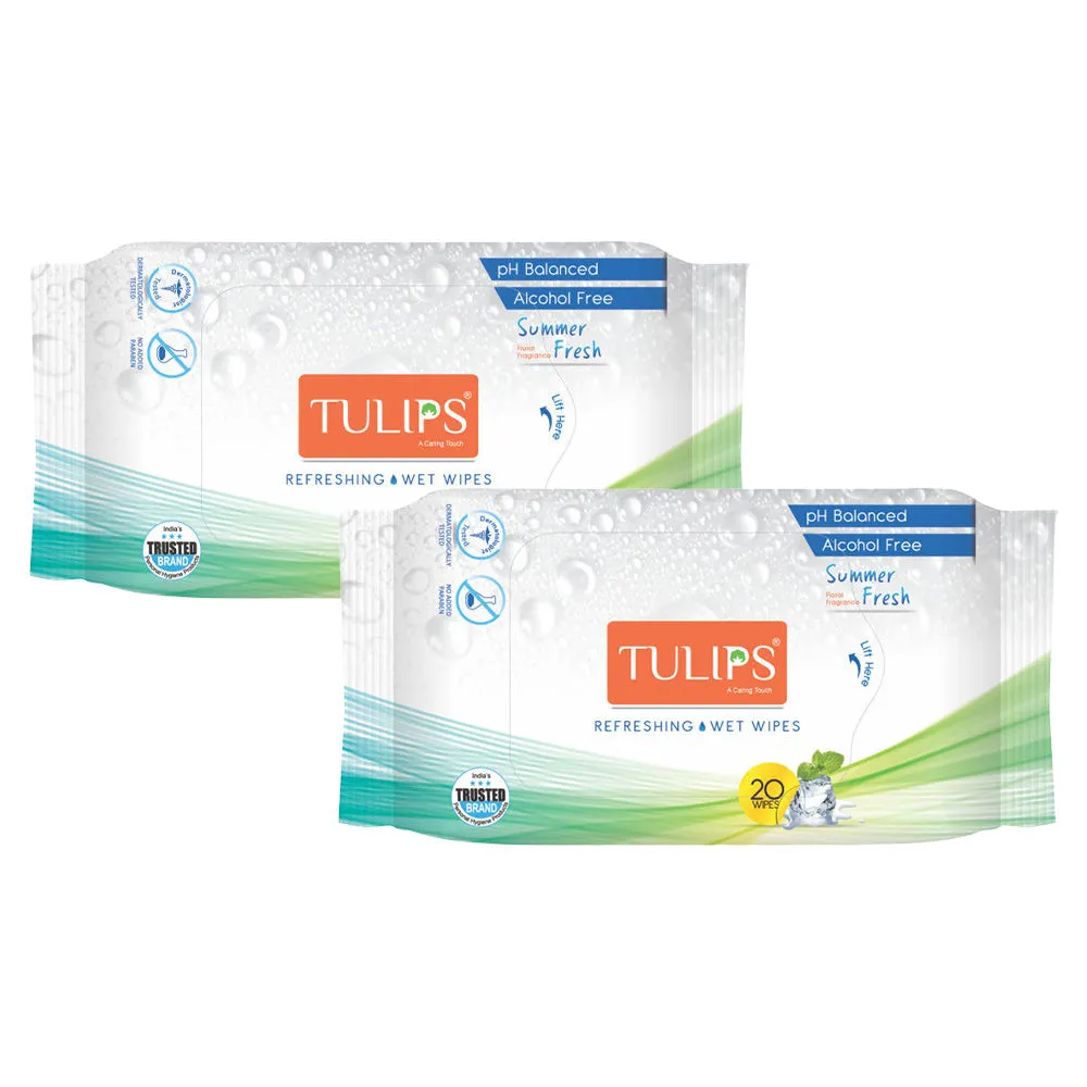 Tulips Refreshing Wet Wipes (Summer Fresh) - Pack Of 2