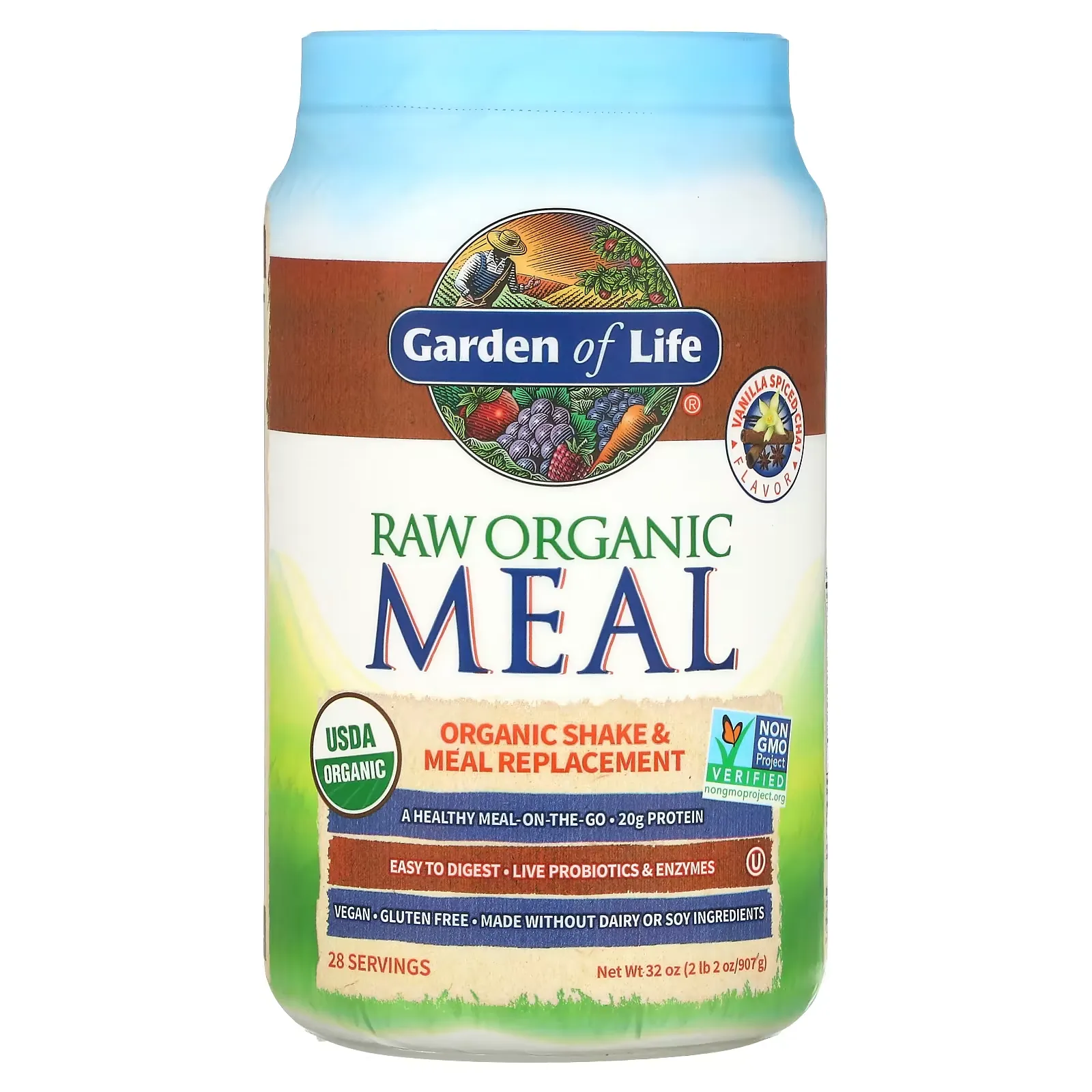 RAW Organic Meal, Shake & Meal Replacement, Vanilla Spiced Chai, 2 lb 2 oz (907 g)