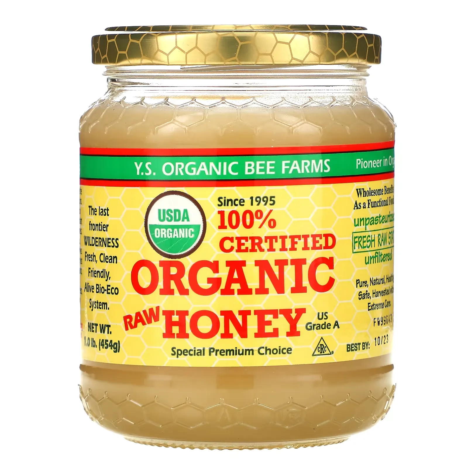 100% Certified Organic Raw Honey, 1.0 lb (454 g)