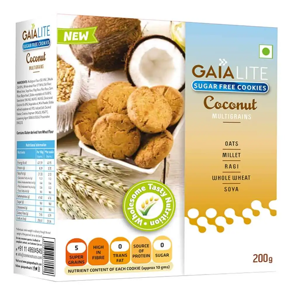 GAIA Lite Sugar Free Cookies Coconut,  0.2 kg  Natural