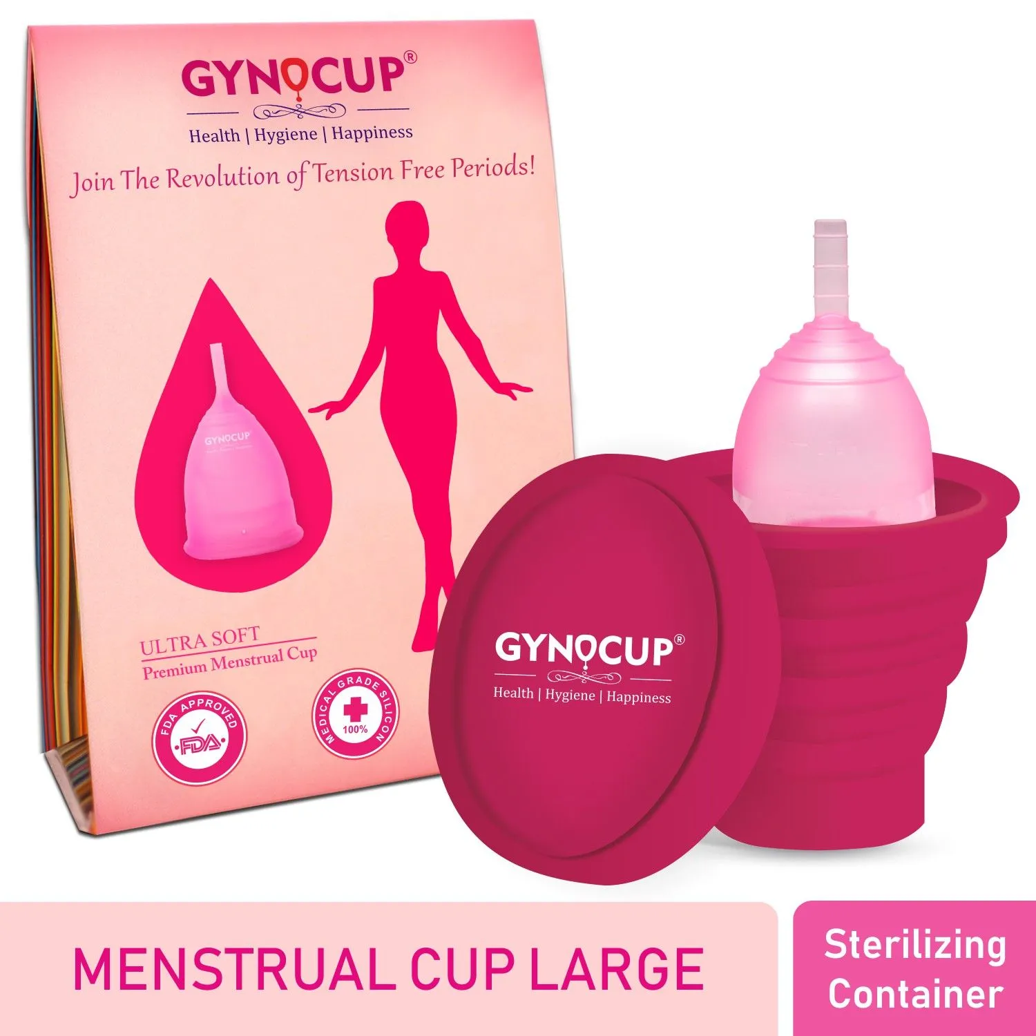 GynoCup Menstrual Cup and Sterilizer Container Combo (Large)