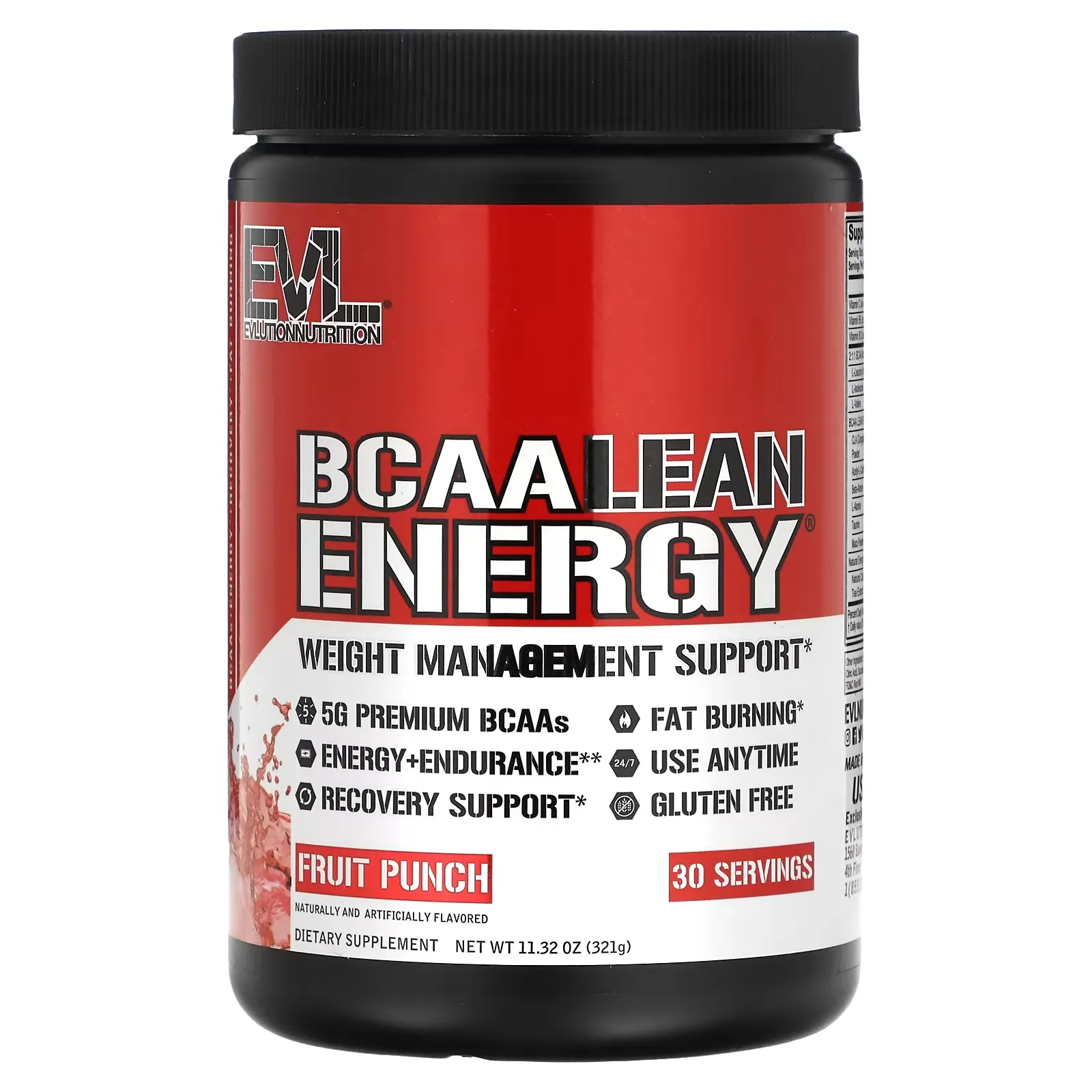 BCAA LEAN ENERGY, Fruit Punch, 11.32 oz (321 g)