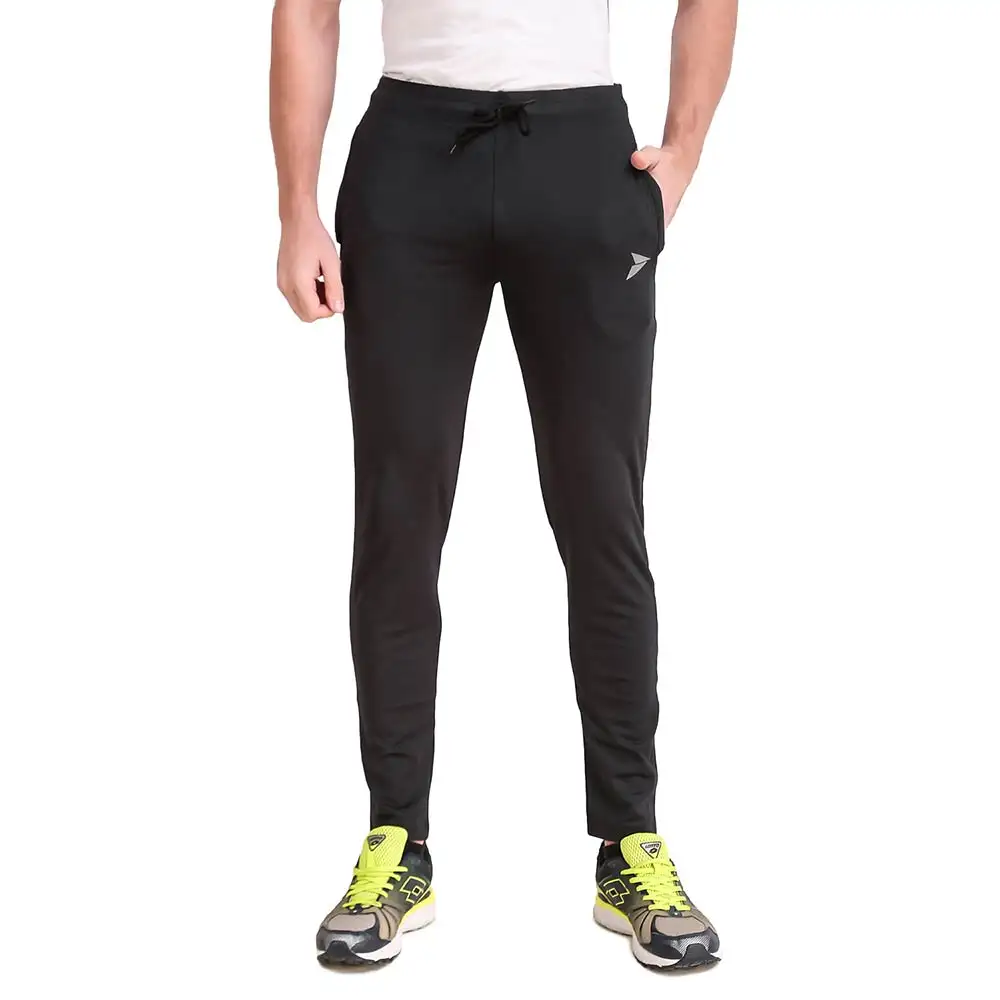 Fitinc Men's Gym & Yoga Wear Stretchable Trackpant with Two Zipper Pockets,  Black  Medium