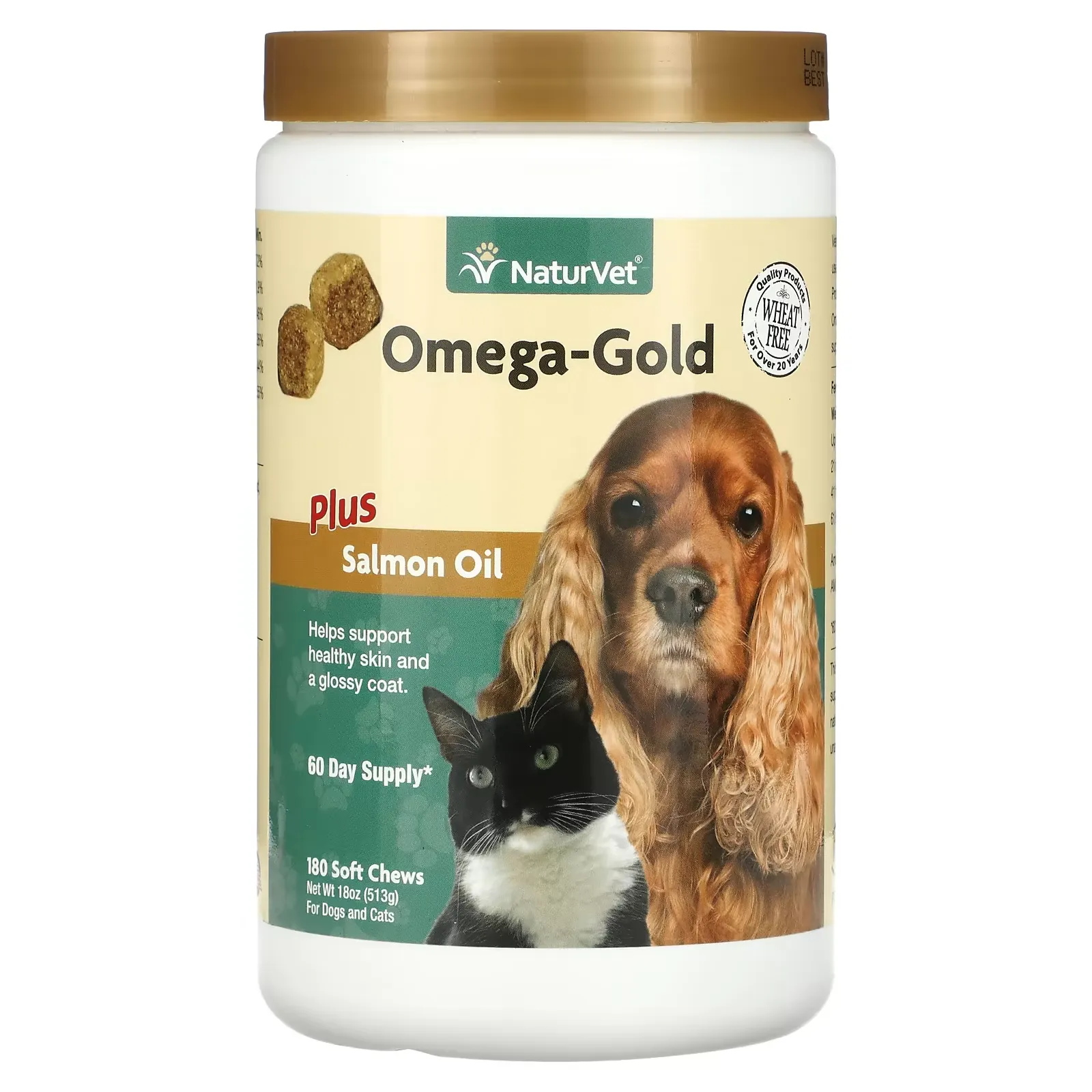 Omega-Gold Plus Salmon Oil, For Dogs and Cats, 180 Soft Chews, 18 oz (513 g)