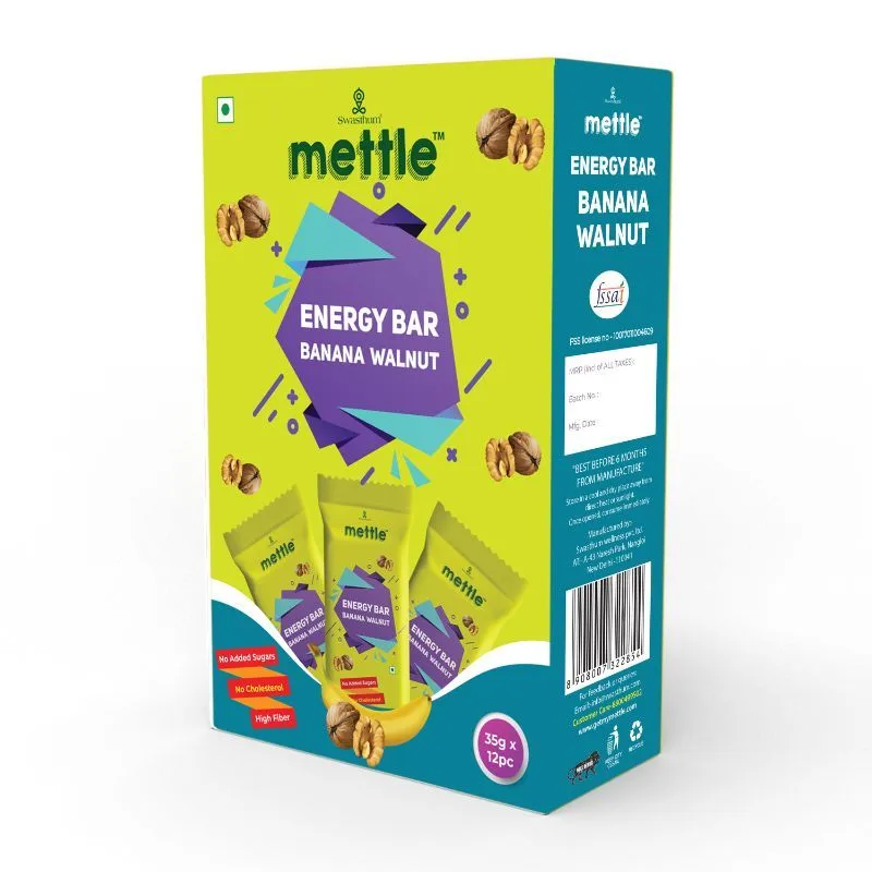 Mettle Banana Walnut Energy Bars - Pack of 12