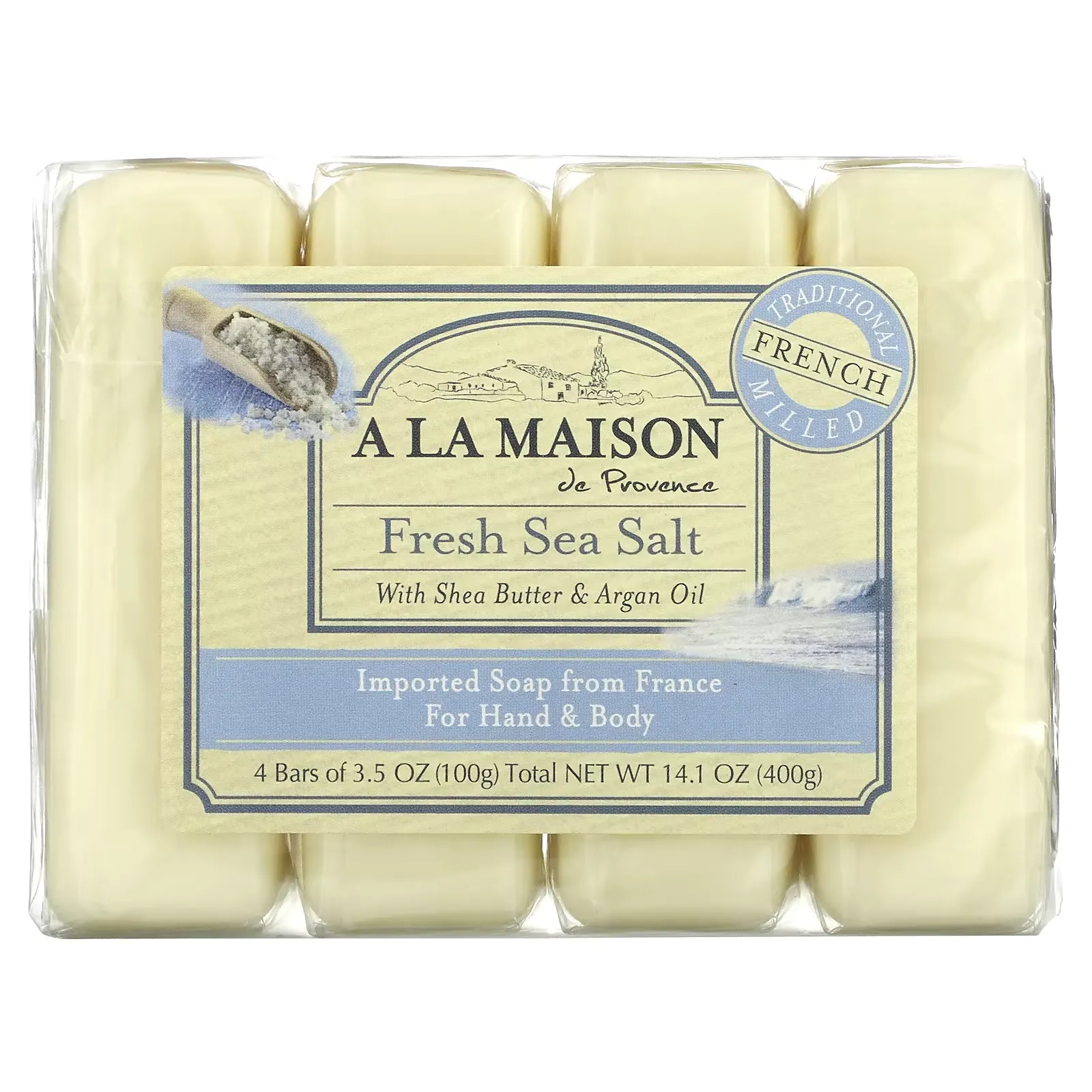 Hand & Body Bar Soap, Fresh Sea Salt, 4 Bars, 3.5 oz (100 g) Each