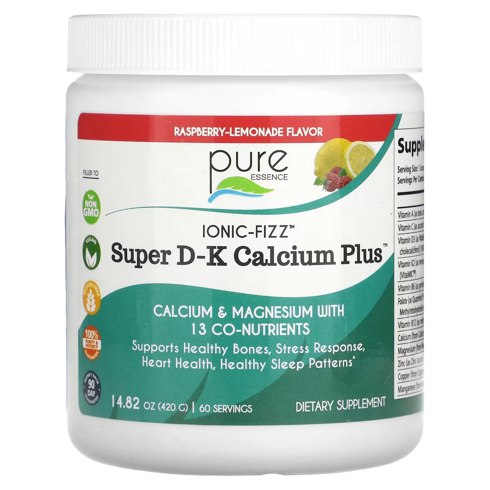 Ionic-Fizz, Super D-K Calcium Plus, Raspberry Lemonade, 14.82 oz (420 g)