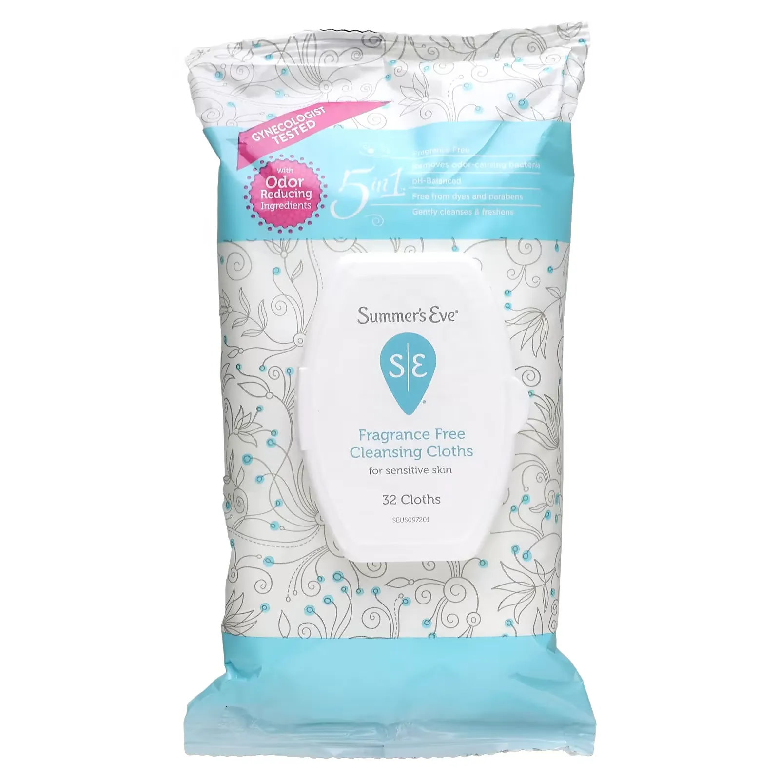 5 in 1 Cleansing Cloths, Fragrance Free, 32 Cloths