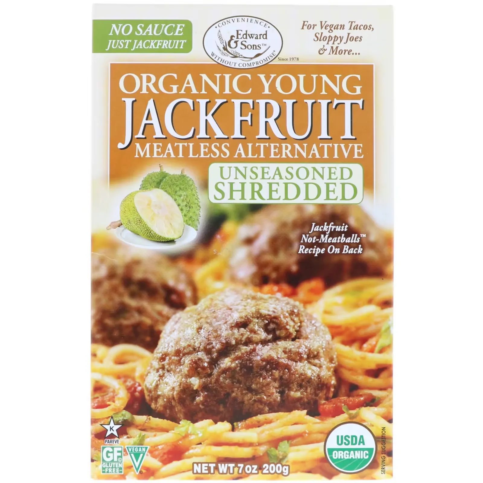 Organic Young Jackfruit, Unseasoned Shredded, 7 oz (200 g)