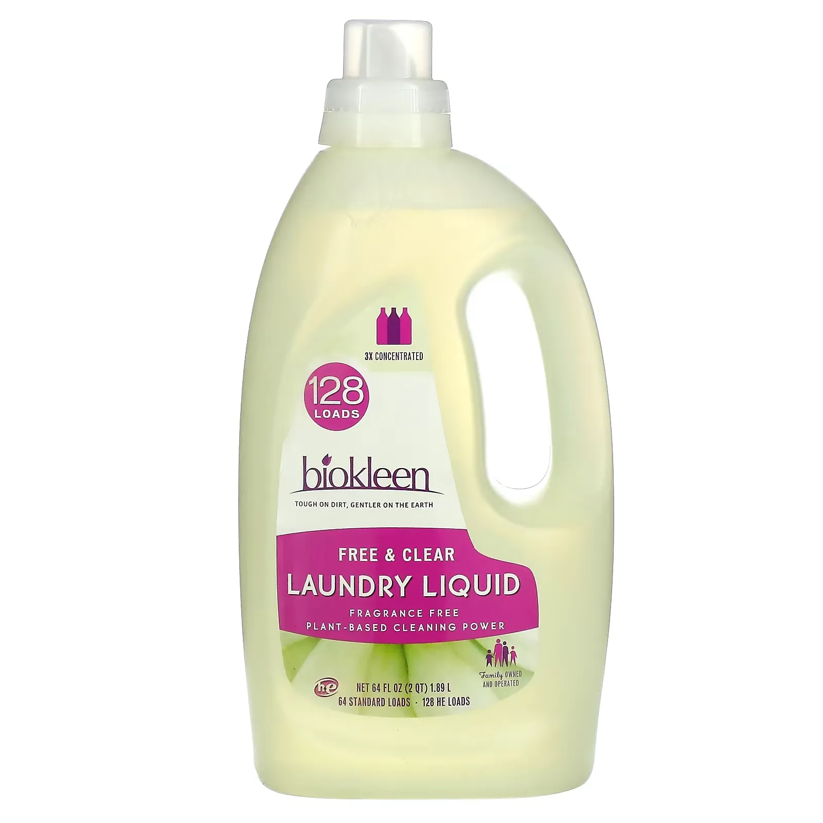 Laundry Liquid, Free & Clear, Fragrance Free, 64 fl oz (1.89 L)