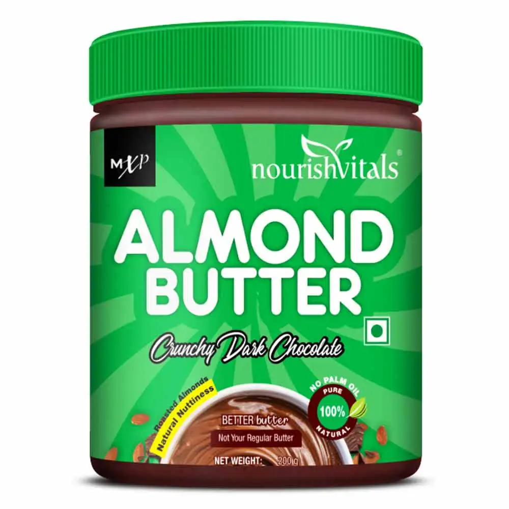 NourishVitals Almond Butter,  Crunchy Dark Chocolate  0.200 kg