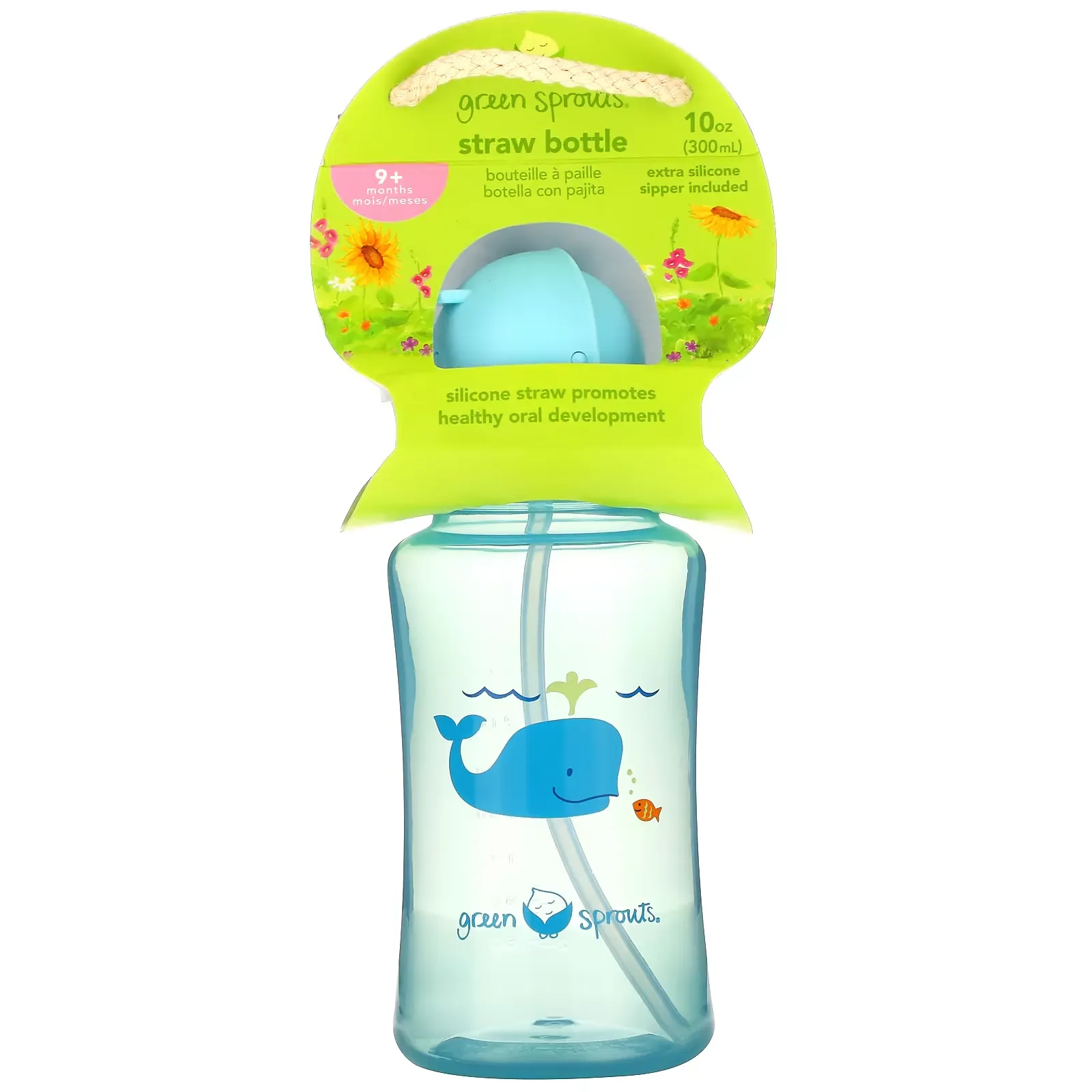 Straw Bottle, 9+ Months, Aqua, 10 oz (300 ml)