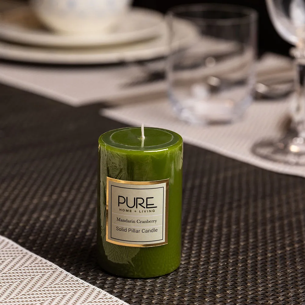 Pure Home + Living Green Set Of 2 Solid Pillar Candle (1)