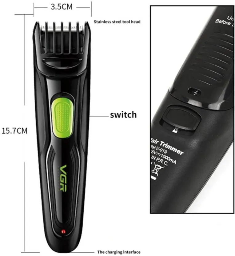 VGR V-019 Professional Beard/Hair Trimmer For Men Runtime: 60 Min Trimmer For Men (Black)