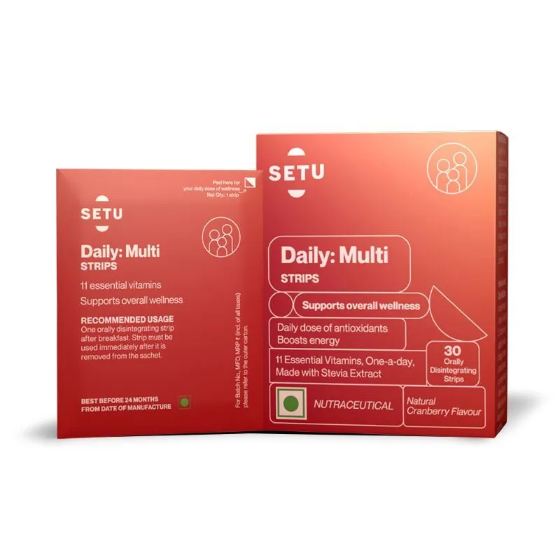 Setu Daily: Multi Strips - Plant Based Multivitamins For Men & Women - Cranberry Flavour