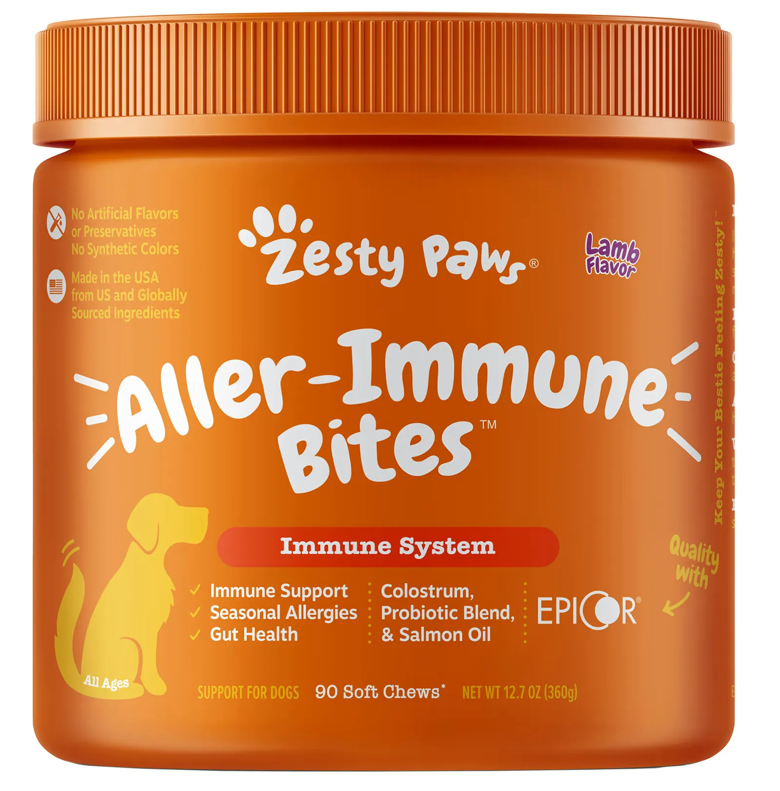 Aller-Immune Bites for Dogs, All Ages, Lamb, 90 Soft Chews, 12.7 oz (360 g)