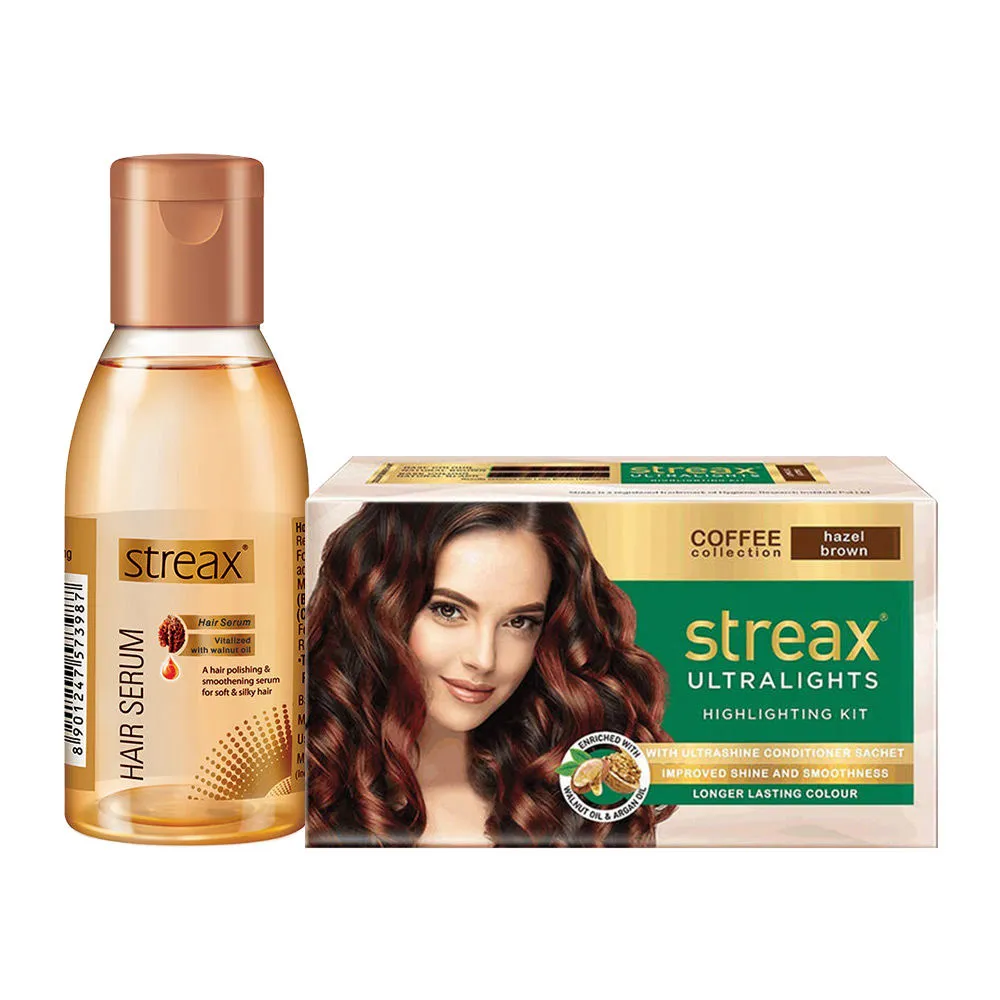 Streax Ultralights Hazel Brown + Hair Serum