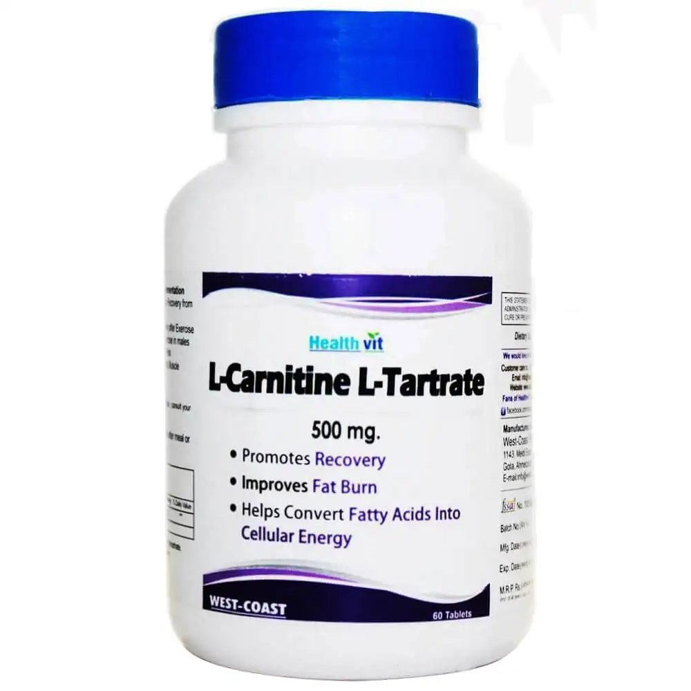 Healthvit L-Carnitine & L-Tartrate (500mg),  60 tablet(s)  Unflavoured