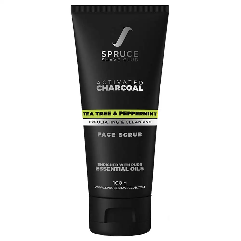 Spruce Shave Club Activated Charcoal Face Scrub,  100 g  Tea Tree & Peppermint