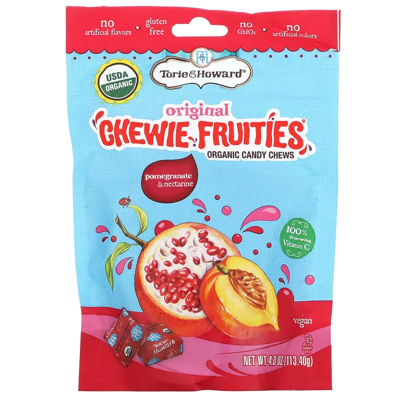 Original Chewie Fruities, Organic Candy Chews, Pomegranate & Nectarine, 4 oz (113.40 g)