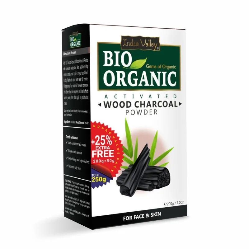 Indus Valley Bio Organic Wood Charcoal Powder for Face & Skin