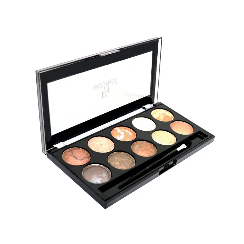 Half N Half HD Pro 10 Color Baked Eyeshadow Palette - Multicolor 01