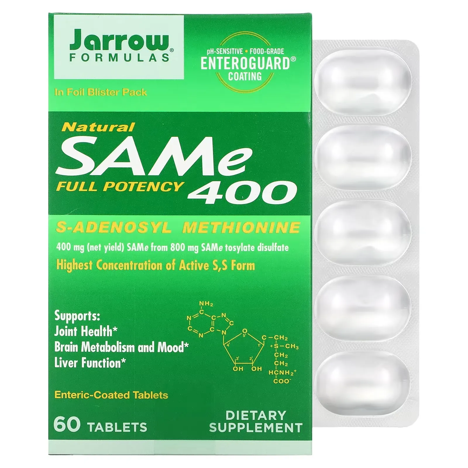 SAMe (Disulfate Tosylate), 400 mg, 60 Enteric Coated Tablets