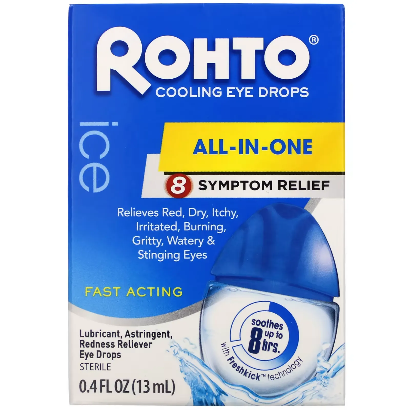 Cooling Eye Drops, Ice, All-In-One, 0.4 fl oz (13 ml)