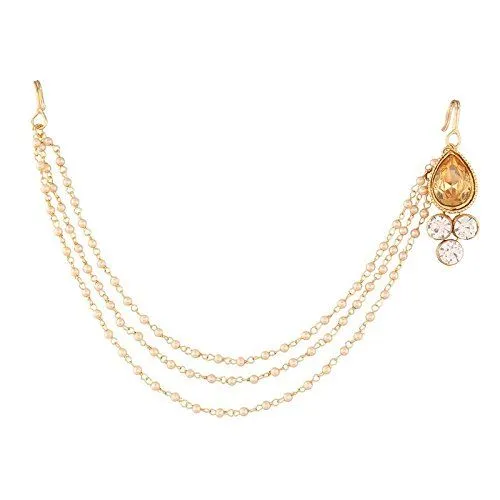 Peora 18K Gold Plated Mathapati/Maang Tikka With Pearl Chain For Women (PF37T1110LW)