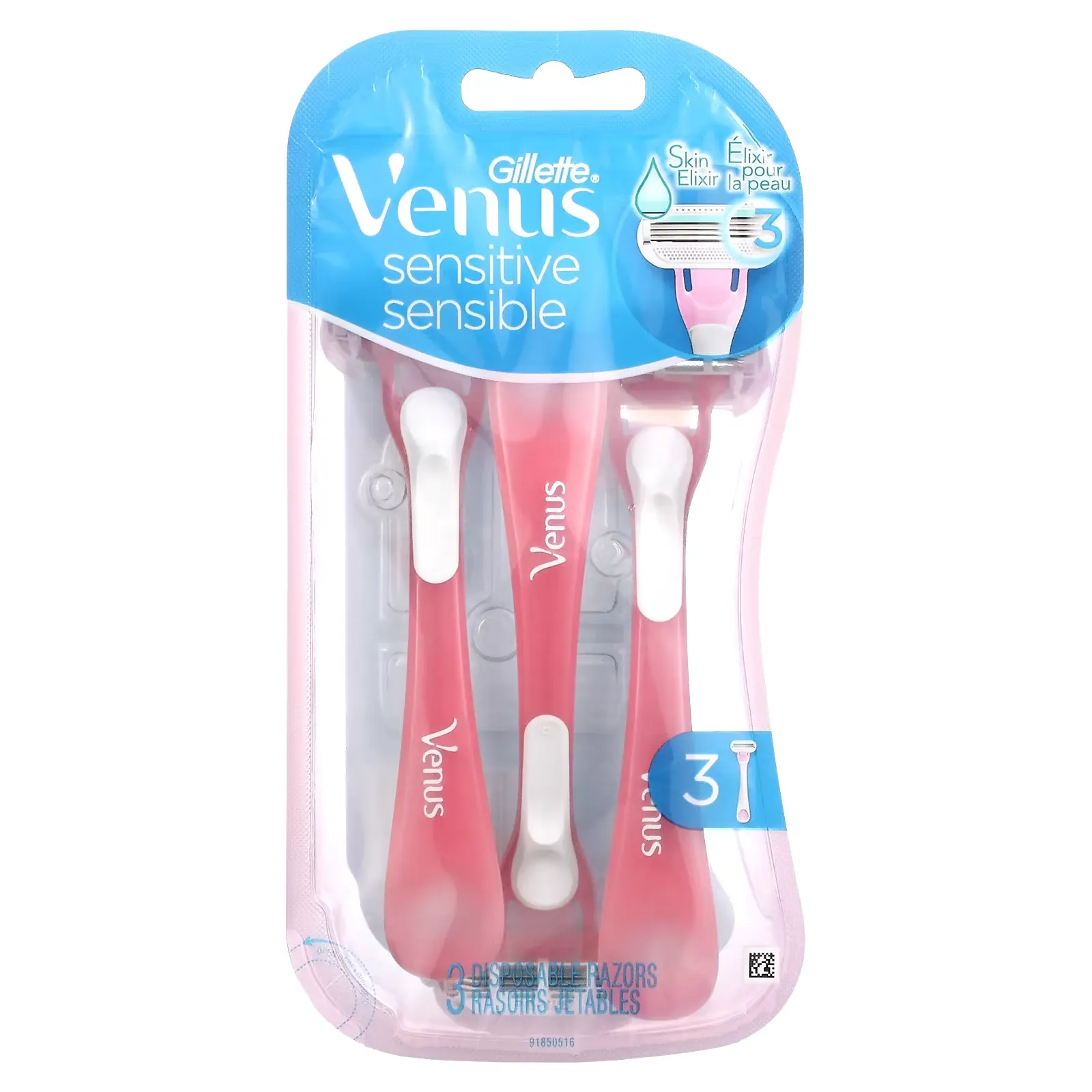 Venus, Sensitive, 3 Disposable Razors