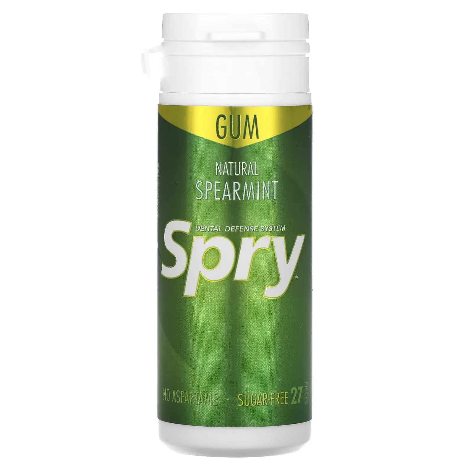 Spry Chewing Gum, Natural Spearmint, Sugar-Free, 27 Pieces