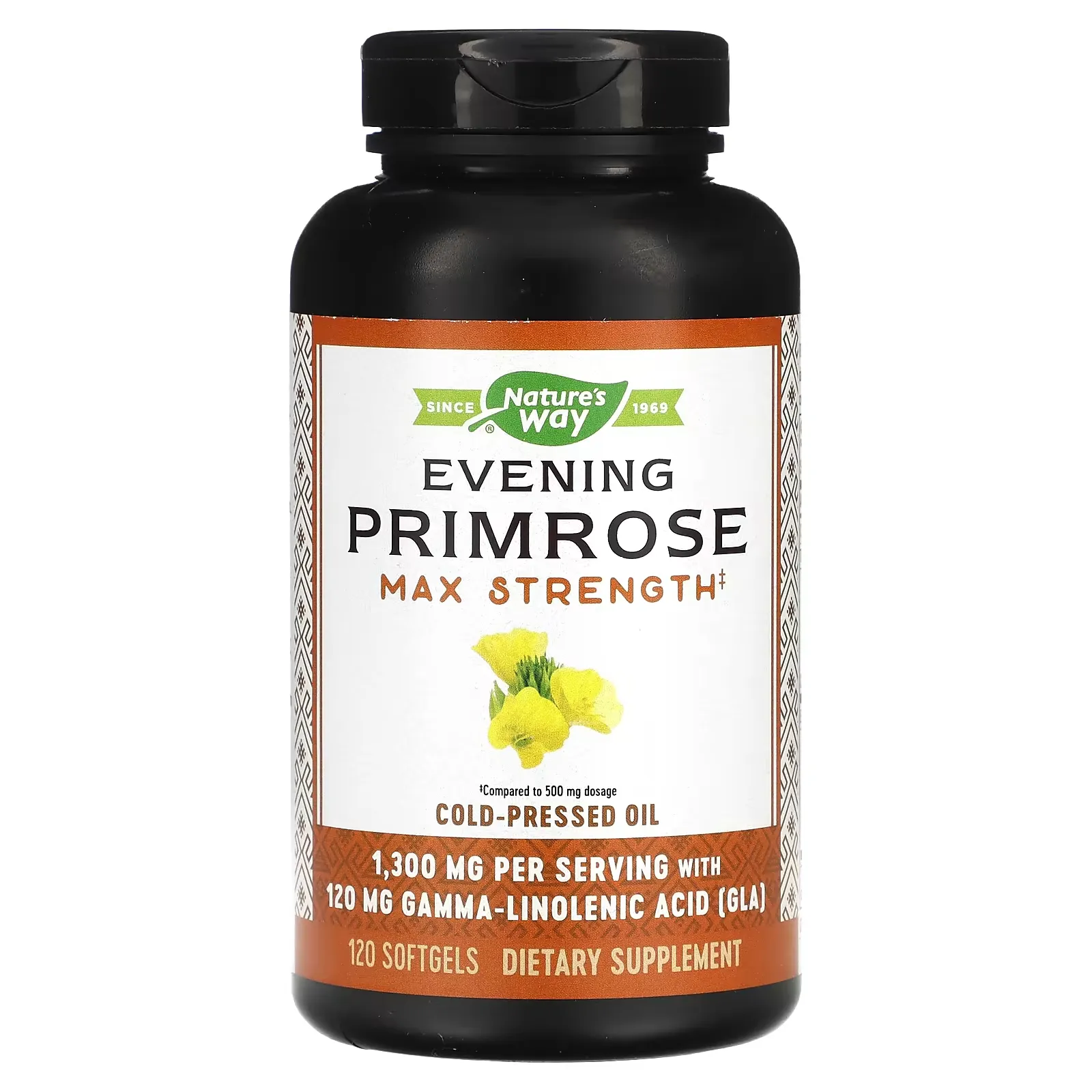 Evening Primrose, Cold-Pressed Oil, Max Strength, 1,300 mg, 120 Softgels