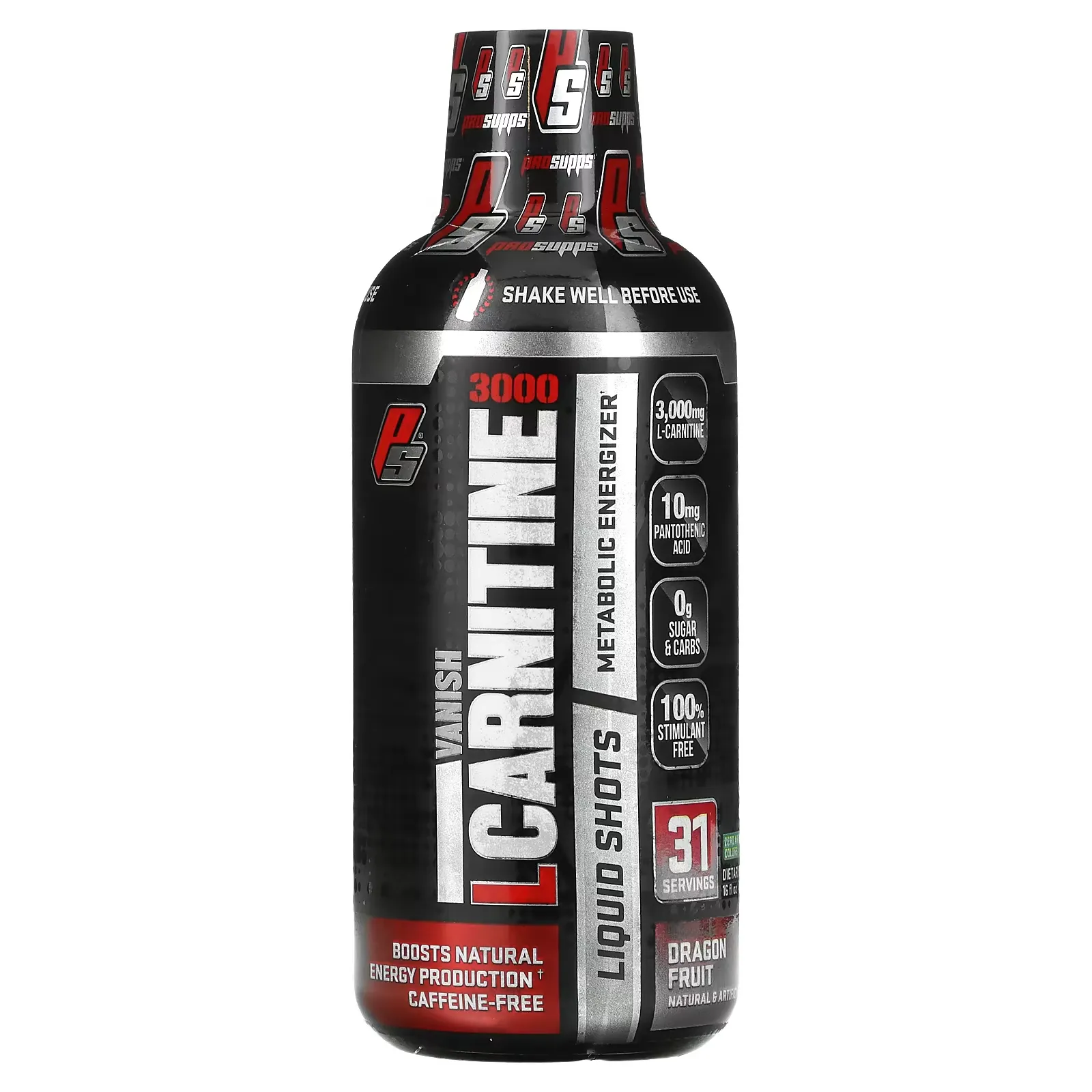 L-Carnitine 3000, Liquid Shots, Dragonfruit, 3,000 mg, 16 fl oz (473 ml)