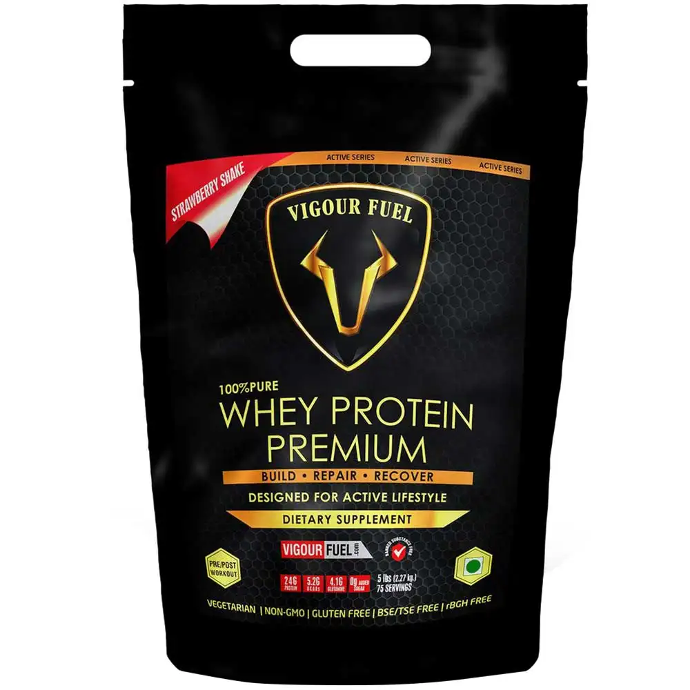 Vigour Fuel 100% Whey Protein Premium,  5 lb  Strawberry Shake