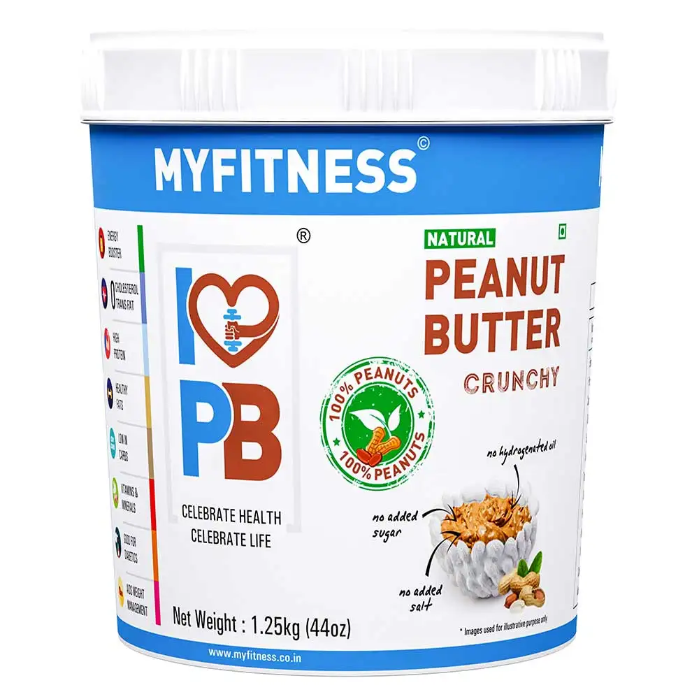 Myfitness Natural Peanut Butter,  1.250 kg  Crunchy