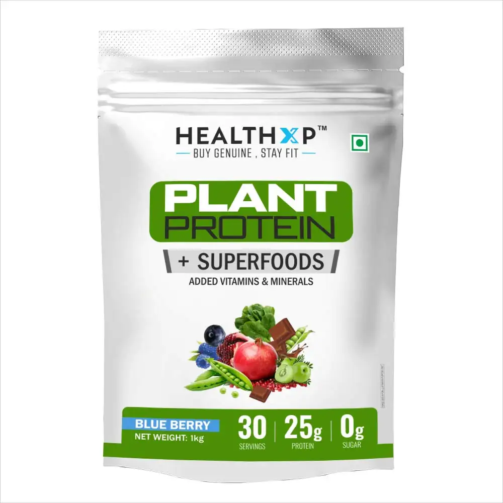 HealthXP Plant Protein + Superfood,  2.2 lb  Blue Berry