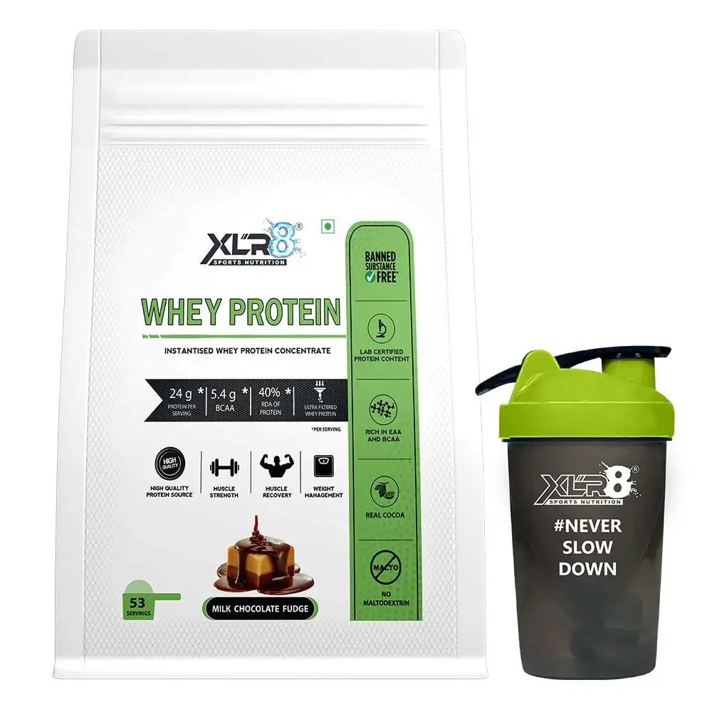 XLR8 Flavoured Whey Protein 24 g Protein,  4 lb  Milk Chocolate Fudge with Shaker