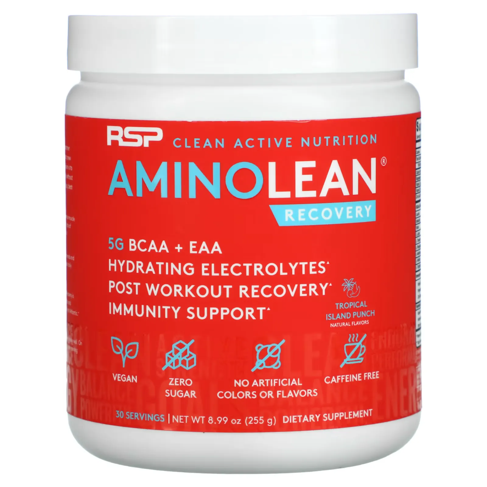 AminoLean Recovery, Tropical Island Punch, Caffeine Free, 8.99 oz (255 g)