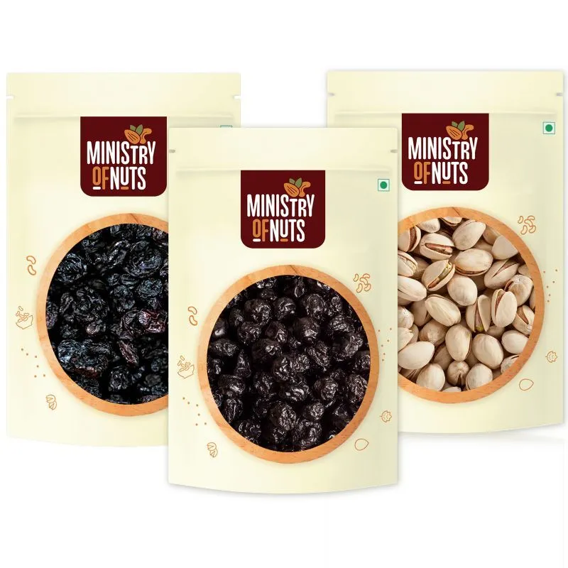 Ministry of Nuts Dry Fruits Black Raisin, Blueberry & Roasted & Salted Pista