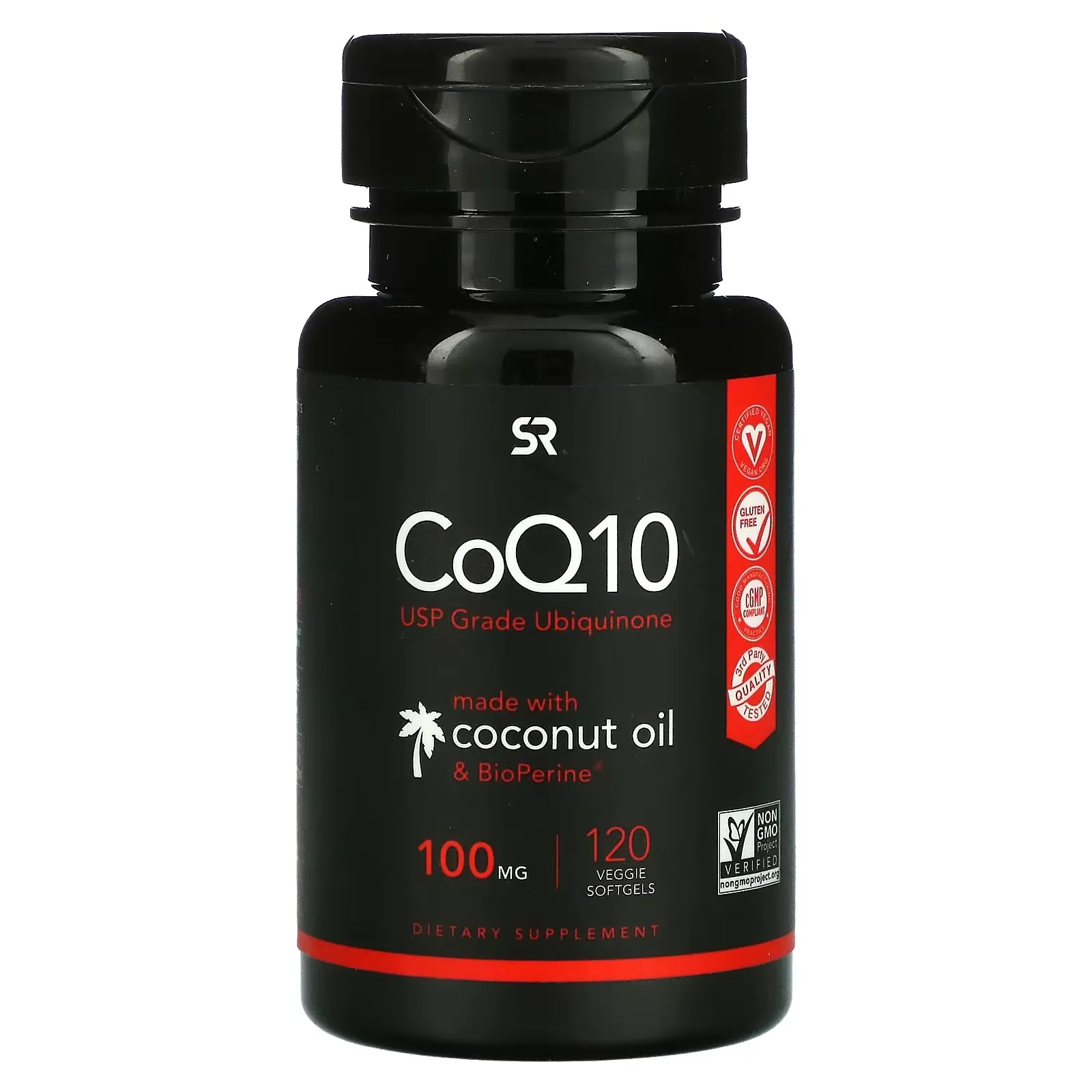 CoQ10 USP with Bioperine, 100 mg, 120 Veggie Softgels